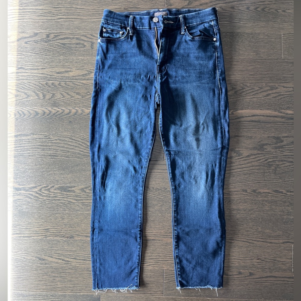MOTHER cropped blue denim jeans